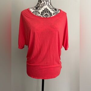 Old Navy Women’s Coral Rayon Top Short Kimono Sleeve Boat Neck Tshirt Size M